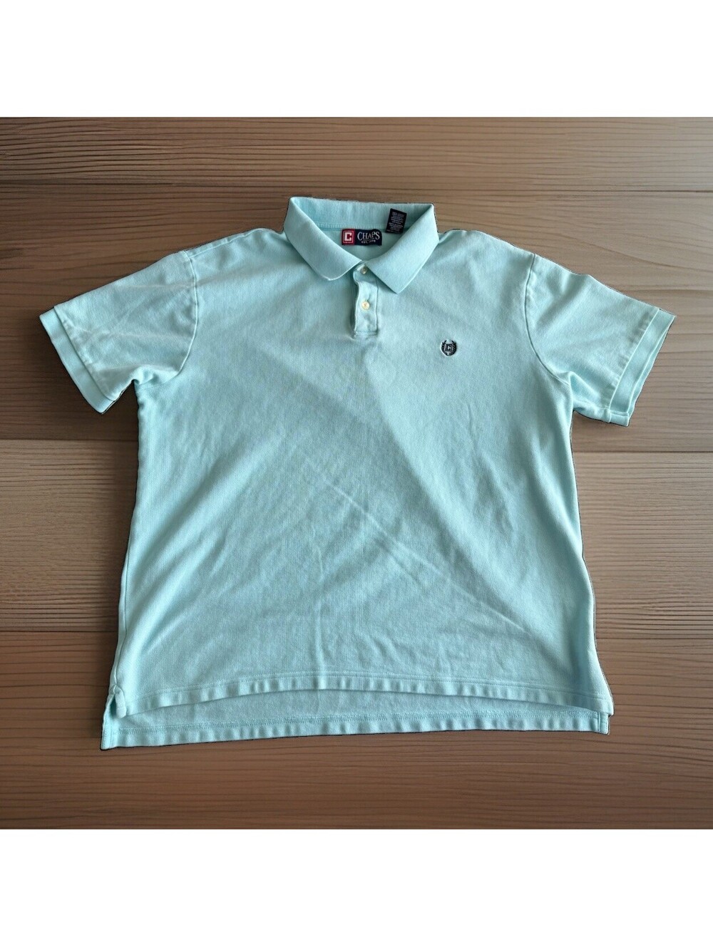 Chaps Men’s Polo Light Blue 2XL Short Sleeve Knit Soft Cotton Crest Logo